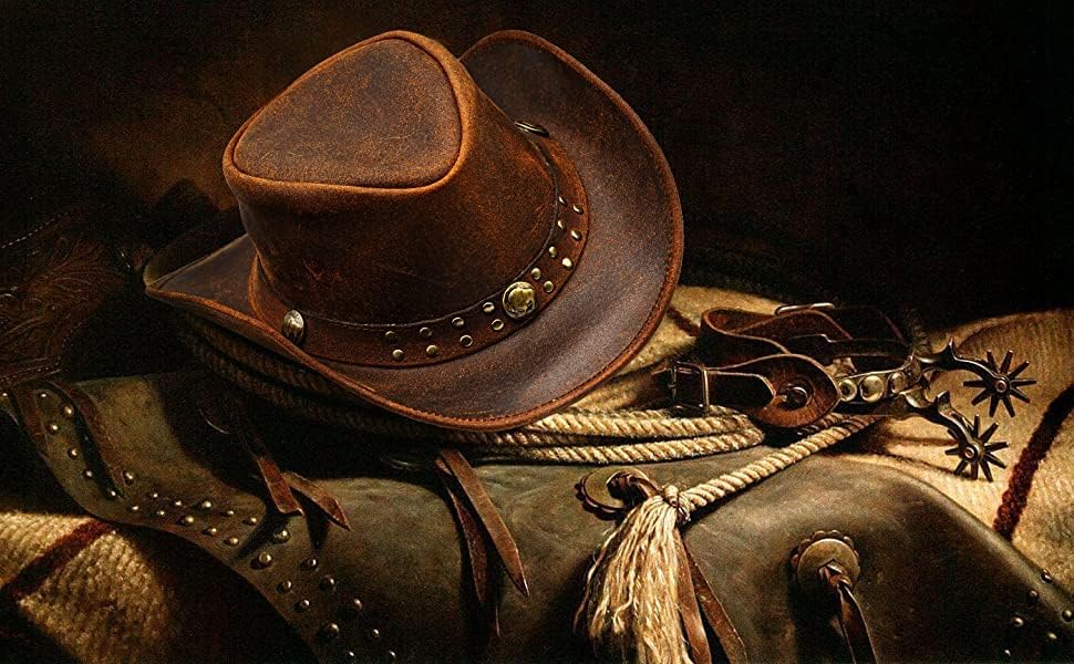כובע האאוטבק של Hadzam הניתן לחיבור לכובע קאובוי עור כובעי עור עמידים לגברים | כובע מערבי | כובעים מערביים לגברים